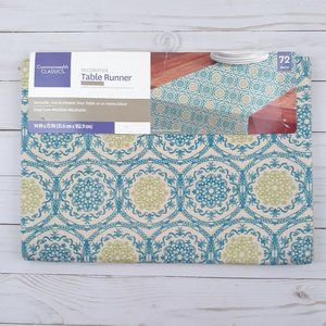 Table Runner Medallions Teal Lime 14x72